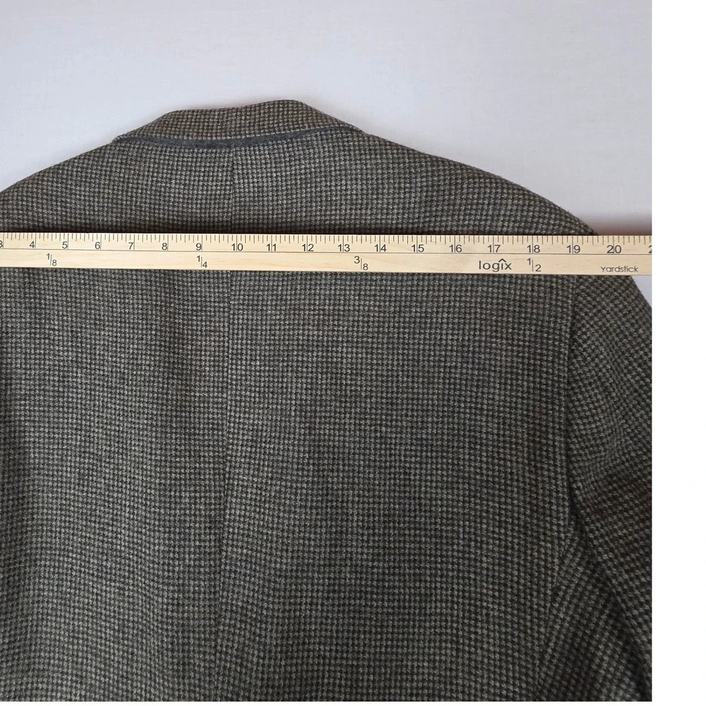 Hunt Valley Pure Wool Tweed Elbow Patch Blazer Sport Coat Mens 42L Brown Check